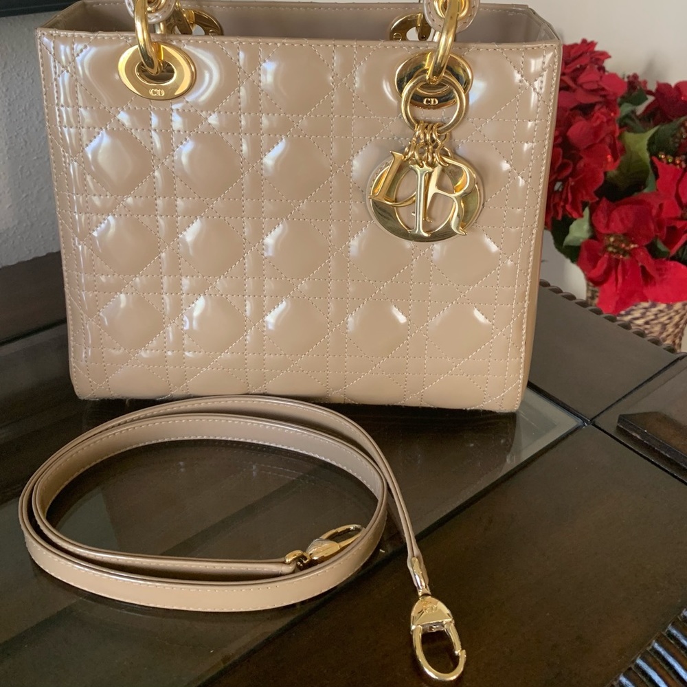 Vintage Lady Dior Cannage Quilt Patent Medium.